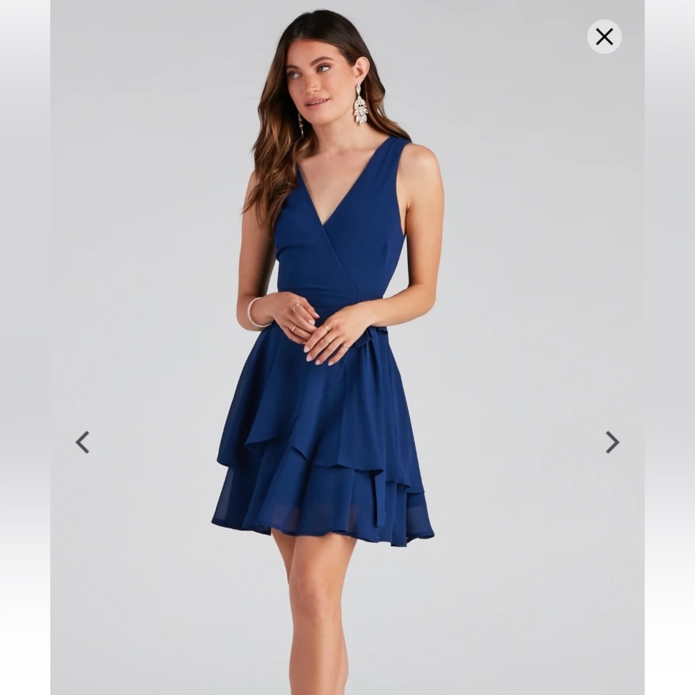 Windsor Effortless Vibes Chiffon Skater Dress, navy blue, size XS, new! - Picture 11 of 12